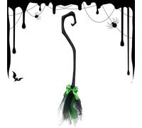 Halloween Witch Broom- 37 Inch Prop, Witches Broom Decoration | Spooky Halloween Party Accessory | Haunted House Yard Porch Wall Decor | Outdoor Indoor Home Costume Props | Scary Ribbon
