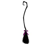 Halloween Witch Broom - 51 Inch Costume Prop, Ribbon Decor Accessory Set