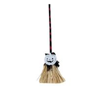 ＡＷＨＡＯ Halloween Witch Broom Halloween Broomstick Flying Broom Cosplay Props for Photography Party, black red