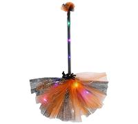 Halloween Witch Broom, LED Light Up Witch Broomstick Luminous Witches Brooms Wizard Flying Broom Stick Halloween Brooms Props Cosplay Costume Accessories for Kids Adults, Halloween Decoration (Orange)