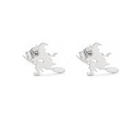 Halloween Witch Broom Stud Earrings for Women Gothic Spooky Holiday Jewelry | Silver Stainless Steel Magic Witch On Broomstick Cartilage Small Studs, Festive Costume Decoratives for Daughter Bff