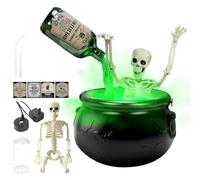 Halloween Witch Bucket Black Cauldron Bucket for Party Decorations Black Candy Bowl Trick or Treat Witches Cauldron Pot with Skeleton for Indoor Outdoors Decorations Horror Home Decoration Supplies