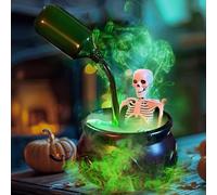 Halloween Witch Bucket,With Skeleton,Witches Cauldron for Halloween Party Decorations,with Magic Floating Potion Bottles and Diffuser,Horror Home Decoration Supplies Halloween Decorations Indoor (S)