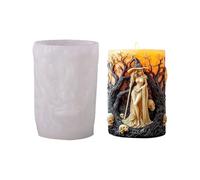 Halloween Witch Candle Mold | Easy to Use | 7.5x10.5cm | Silicone Witch Home Decor Cement Moulds | Spooky Plaster Mould | Safe and Sturdy | for Cement Candle Wax Art Teachers Creative