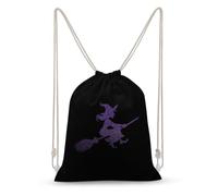 Halloween Witch Canvas Drawstring Bag Casual Sackpack | Lightweight String Bag,Daypack for Sports Gym Travel