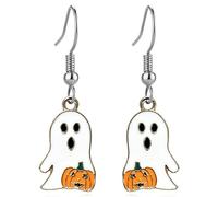 Halloween Witch Cat Dangle Earrings Wizard Hat Kitten Drop Earrings | Cute enamel kitten earrings fun holiday accessory for halloween party, trick or treat and festive daily outfits