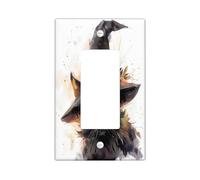 Halloween Witch Cat Light Switch Cover Plates/Outlet Covers, Black Mystical Decor for Fall Wall Accents, Thermoplastic Wall Plates, Standard Size Single Rocker