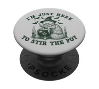 Halloween Witch Cat Says "I'm Just Here to Stir the Pot" PopSockets Adhesive PopGrip