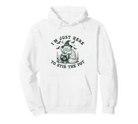 Halloween Witch Cat Says "I'm Just Here to Stir the Pot" Pullover Hoodie