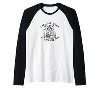 Halloween Witch Cat Says I'm Just Here to Stir The Pot Raglan Baseball Tee