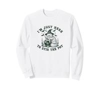 Halloween Witch Cat Says "I'm Just Here to Stir the Pot" Sweatshirt