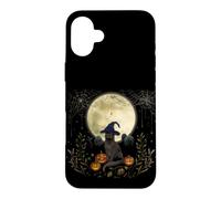 Halloween Witch Cat Whimsigoth Art Episodic Drawing Case for iPhone 16 Plus