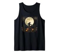 Halloween Witch Cat Whimsigoth Art Episodic Drawing Tank Top
