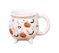 Halloween Witch Cauldron Ceramic Coffee Mug for Milk Tea and Seasonal Home (White, 13cm)