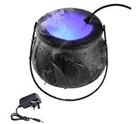 Halloween Witch Cauldron Fog Maker - Halloween Cauldron Mister - 12 LED Cauldron Smoking Black Witch Kettle - Fog Machine with LED Light - LED Mist Maker Sprayer for Halloween Party Decoration Prop