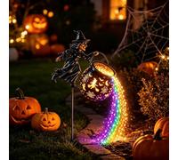 Halloween Witch Cauldron Garden Light, Waterfall-Style Colorful LED Projector Light with Stake, Enchanted Magical Witch Hat Outdoor Decoration for Yard Lawn Porch Patio Pathway Halloween Decor (1)