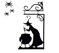 Halloween Witch Cauldron,Iron Witch Cauldron Wall Hangable Decorations - Wall Art Signs Hangable Sculptures for Party Supplies Garden Kitchen Outdoor Holiday Home Yard Patio