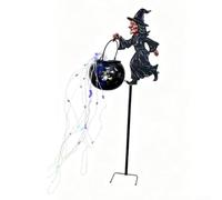 Halloween Witch Cauldron Stake Solar Lights Multicolor LED Potion
