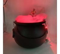 Halloween Witch Cauldron with LED Light - Glowing Skeleton Candy Bucket Pot with Mist Maker, Plastic Witch Kettle for Indoor Outdoor Party Yard or Decor