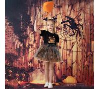 Halloween Witch Costume Accessories | Child Witch Costume Accessories Kit With Broom And Skirt,Adjustable Halloween Cosplay Supplies for Kids Child Teenager Girl Boy