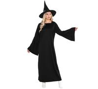 Halloween Witch Costume Adult - Wicked Witches Costume Includes Black Dress & Witch Hat Wizard Outfits For Halloween Parties, L