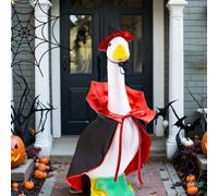 Halloween Witch Costume Set for Lawn Geese - Black & Red Cape and Adjustable Witch Hat, Weather-Resistant Polyester Outdoor Garden Decoration for Po
