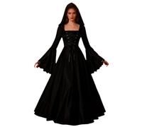 Halloween Witch Costume - Women’s Standard Size Outfit Dress for Escape Room Adventures, Haunted House Celebrations with Scary Style, Holiday Cosplay for Friends and Family, Dark Fabric