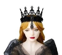 Halloween Witch Crown Headband for Women Weddings Party Black Crown Headpieces