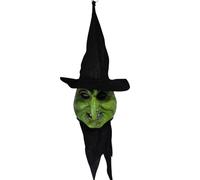 Halloween Witch Decor, Blinking Ornament, 22.83x7.87x5.91 Inches with Light Sound, Spooky Photo Prop, Stage Holiday Decor for Prank Use, Indoor, Outdoor, Haunted House, Garden and Yard