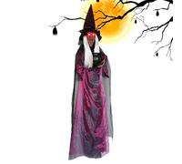Halloween Witch Decorations - Screaming Eyes Light Up Witches Outdoor - Horror Figure Holding Cauldron 70.87 Inches for Porch Tree Branches Yard Gate Lawn Home Party