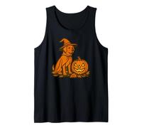 Halloween Witch Dog Sitting by Jack O Lantern Tank Top