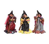Halloween Witch Doll, Witch Doll Decoration | 3X Spooky Halloween Doll Ornament,Strange Facial Expressions Bamboo Haunted House Props