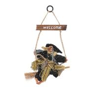 Halloween Witch Door Sign Black Plastic Cloth Welcome Ornament