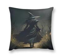 Halloween Witch Double-Sided Pillowcase | Short Plush Ultra Soft Cozy Decorative Throw Pillow Cover | Style 24x24in(60x60cm) | for Sofa, Bedroom & Living Room
