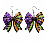Halloween Witch Earrings for Women Acrylic Witch Hat Bow Dangle Earrings Purple Orange Green Black Bow Drop Witchy Halloween Jewelry Costume Accessories for Party, Fall Outfit, Gifts, M, Acrylic, No