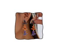 Halloween Witch Earrings for Women Rhinestone Enamel Witch Magic Hat Stud Earrings Cute Sorceress Shaped Studs Halloween Cosplay Jewelry Gifts, Zinc, No Gemstone