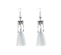 Halloween Witch Earrings Halloween Skeleton Earrings Gothic Punk Skull Skeleton Tassel Dangle Earrings for Women Witch Accessories Jewelry Dead Day Cosplay Costume Party Gift, M, Alloy Steel, No