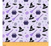 Halloween Witch Fabric by The Yard,Purple Magic Potion Soft Polyester Black Hat Bat Durable for Sewing Projects and Art Craft Making Spooky Aesthetic No Stretch,2 Yard Bolt,72" Lx59 W