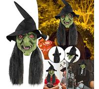 Halloween Witch Facemark Horror Head Coverings Compulsion Prank Funny Head Coverings Eye Holiday Party Dress Up Latex Halloween masks for Adults(A-C,One Size)