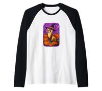 Halloween Witch Ferret Pumpkin Patch Magic Raglan Baseball Tee