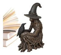 Halloween Witch Figurine Spooky Gothic Raven Resin Decorative Table