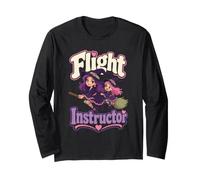Halloween Witch Flight Instructor Women Broom Mom Funny Long Sleeve T-Shirt