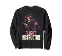 Halloween Witch Flight Instructor Women Broom Mom Funny Sweatshirt