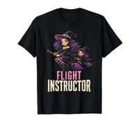 Halloween Witch Flight Instructor Women Broom Mom Funny T-Shirt