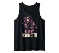 Halloween Witch Flight Instructor Women Broom Mom Funny Tank Top