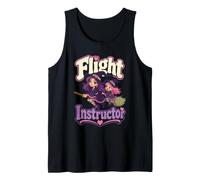 Halloween Witch Flight Instructor Women Broom Mom Funny Tank Top