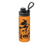 Halloween Witch Flying 18oz (530ml) Sports Water Bottle-Full Wrap Print Design,Double-Wall Vacuum Insulated, Leakproof, Stainless Steel Thermal Flask for Gym Hiking Travel