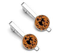 Halloween Witch Flying 2 Pcs Tie Clips for Men Necktie Tie Bar