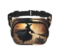 Halloween Witch Flying 2 print Fashion Waist Packs Crossbody Belt Bag Fanny Pack for Women Crossbody for Traveling Running, Black, One Size