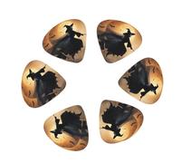 Halloween Witch Flying 2 Print Guitar and Ukulele Picks For Music Lovers 12 PCS Mixed Gauges(0.46/0.71/0.96mm)